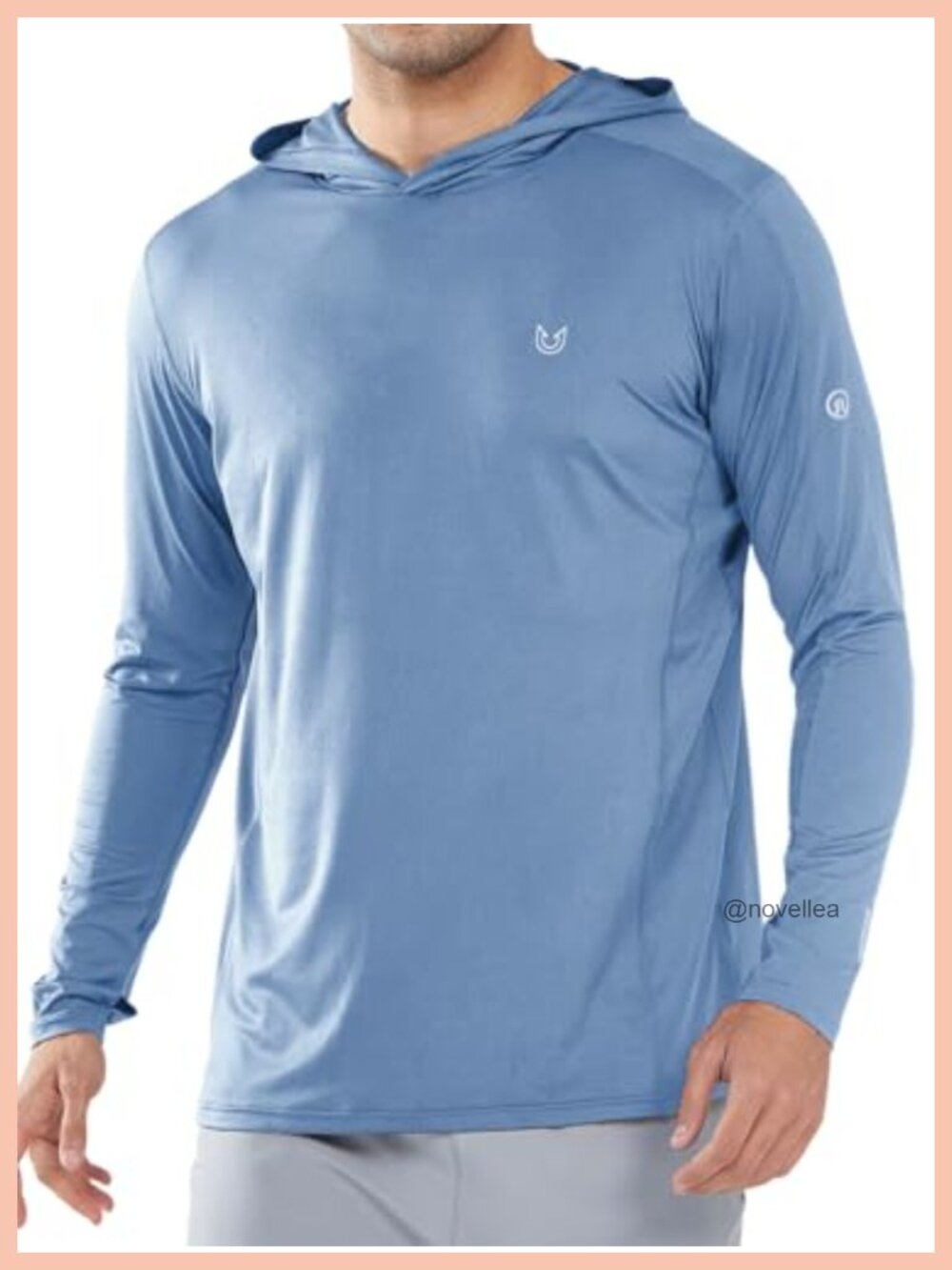 Men's UPF 50+ Hooded Rash Guard Long Sleeve Sun Protection Swim Shirt